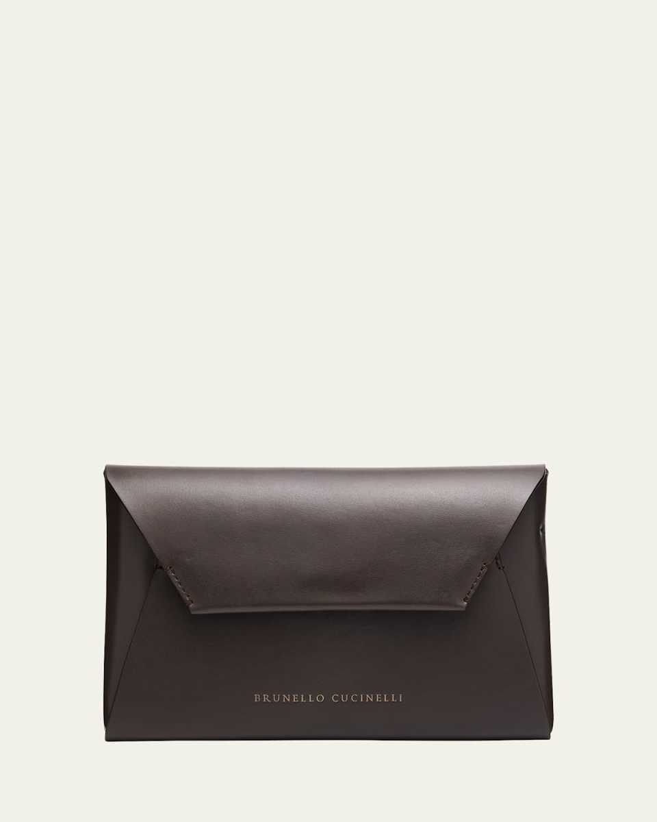 Envelope Flap Leather Clutch Bag